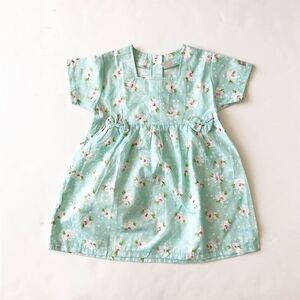 Vintage Floral print button front bow dress 3T